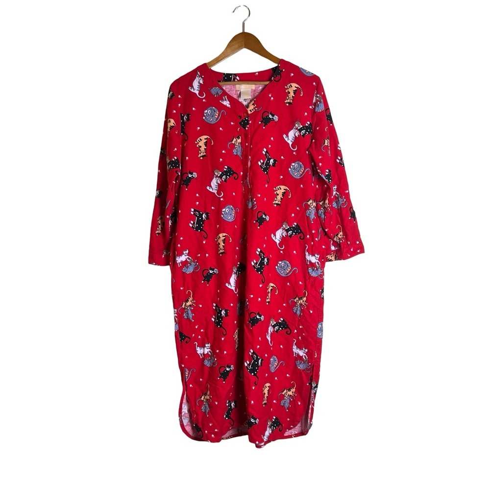 LA Cera cat flannel sleep‎ pyjama dress. Size large